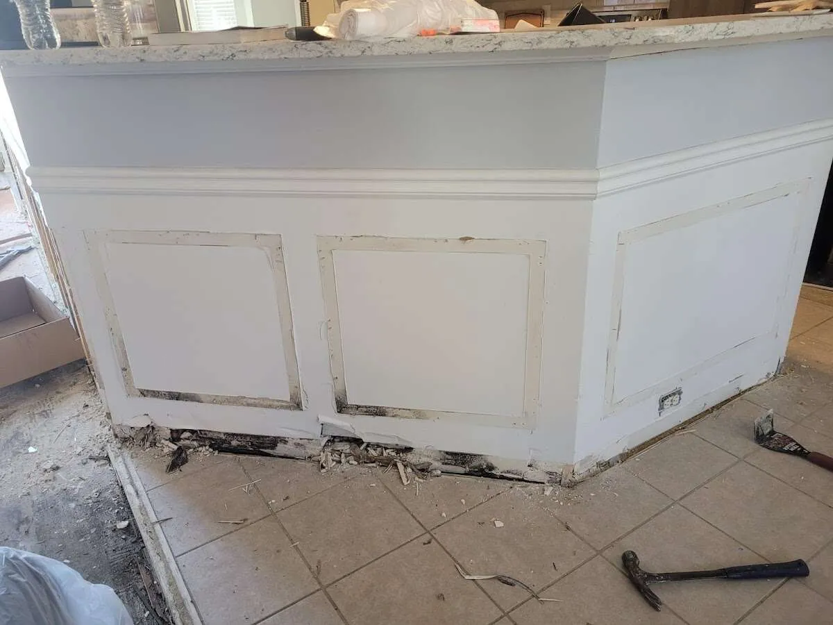 Water damage and mold on kitchen during Storm Damage Restoration in Walnut